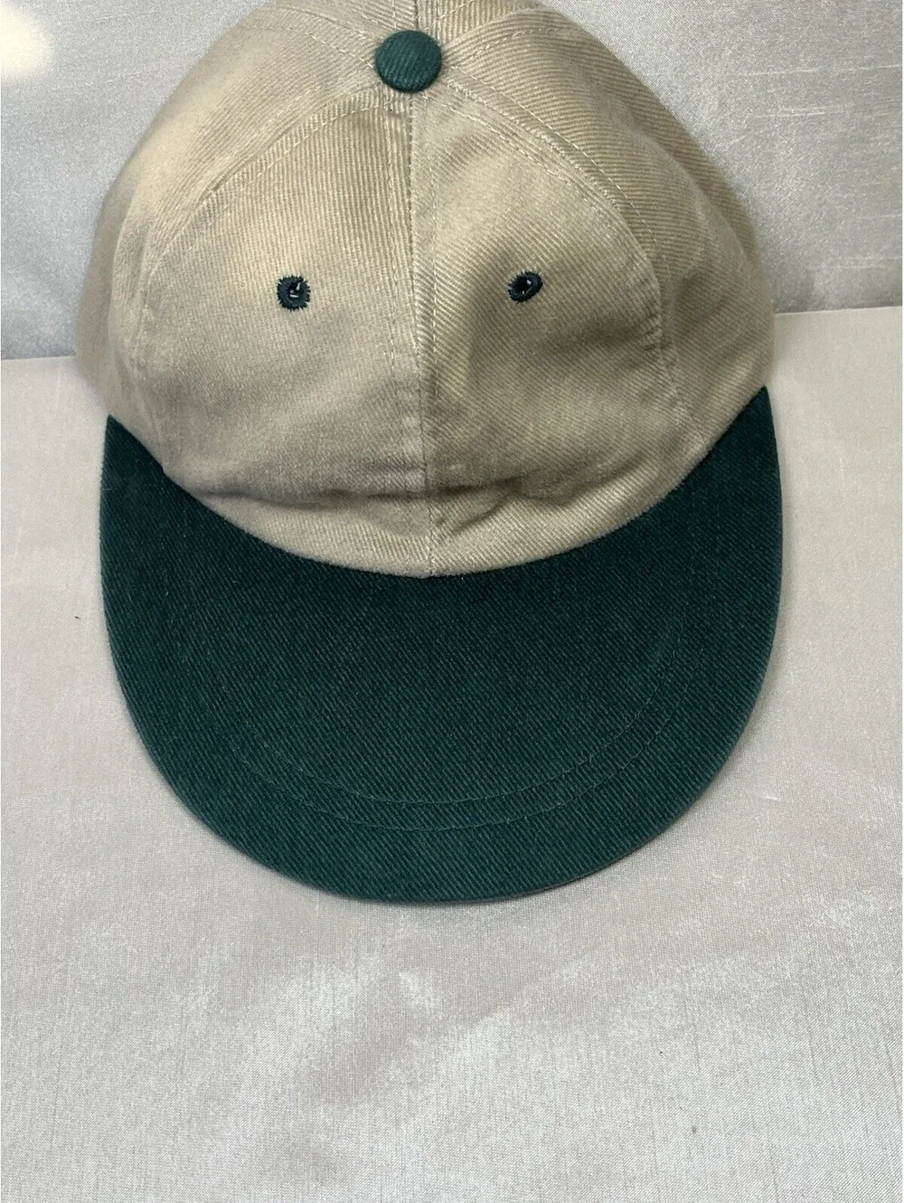 VNTG Dockers Long Bill Canvas Cap Tan/Green Elastic Back Dad Hat Retro [COPY]